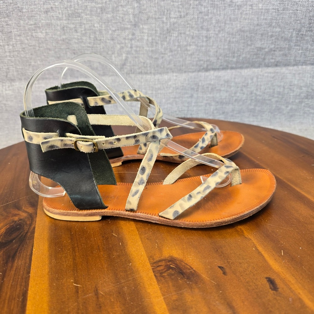 Joie A La Plage Womens Leopard Print Leather Gladiator Sandals Italy Size 35 - Picture 1 of 15